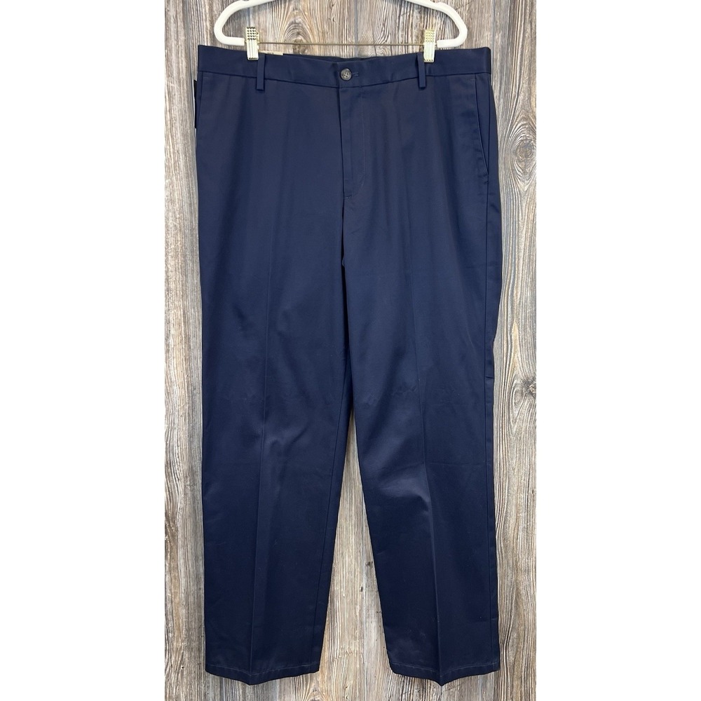 Dockers Mens Signature Khaki Pants New 38X34 Navy Blue Flat Front‎ Straight Fit